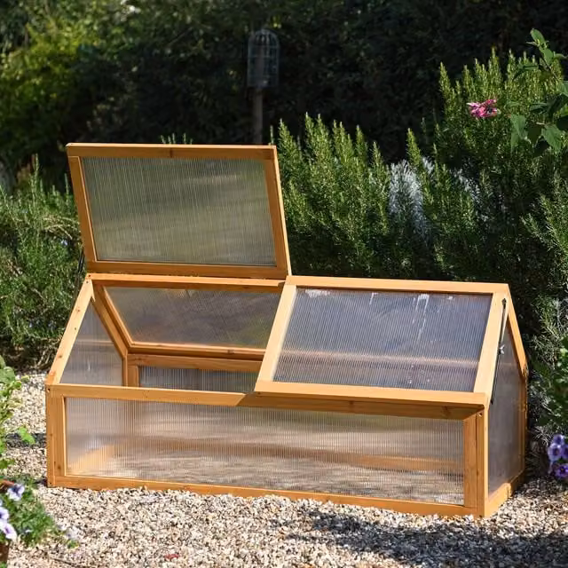 Garden Gear XL Brown Wooden Cold Frame with Hinged Polycarbonate Lid