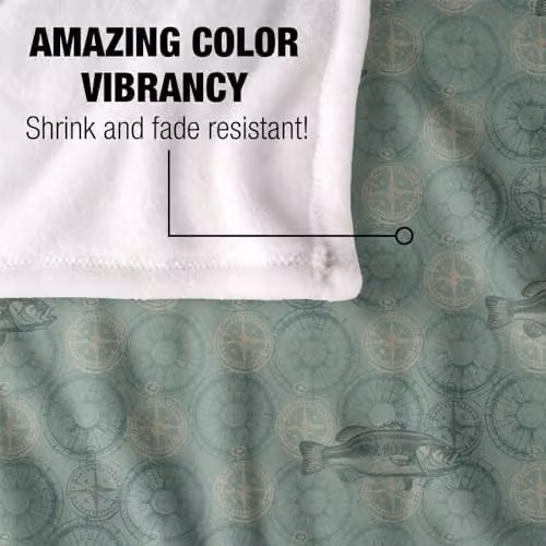 JQ Licensing Bass Fishing Compass Pattern Super Soft Fleece Throw Blanket, Multicolour, W: 91 cm, D: 147 cm – 3