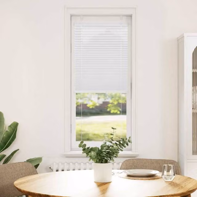 Berkfield Home White Single Pleat Fabric Blind with Cord, W: 49.4 cm, H: 150 cm