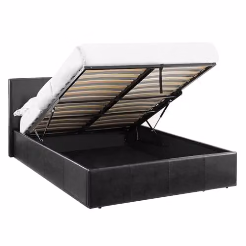 Direct Furniture Suppliers Luna 5ft Kingsize Faux Leather Ottoman Storage Bed with 25cm Memory Foam Mattress, Black, H: 88.5cm x W: 168cm x L: 213cm – 4