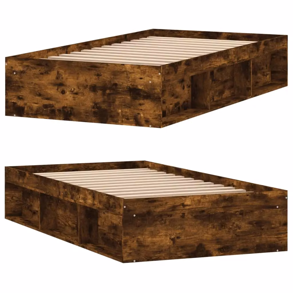 Berkfield Home Single Bed Frame in Smoked Oak Brown, W/D/H: 90 x 190 cm – 3