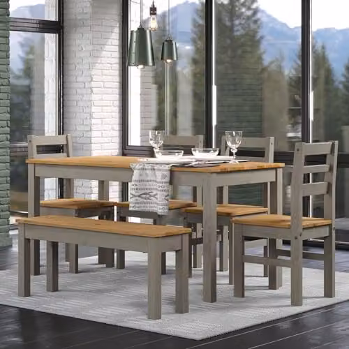 Core Products Linea Rectangular Dining Table in Grey Washed Pine Wood, Width: 150 cm – 2