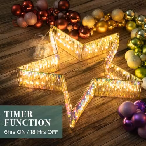 The Christmas Workshop Iridescent Light-Up Metal Star with 160 White LEDs, Diameter: 65 cm – 4