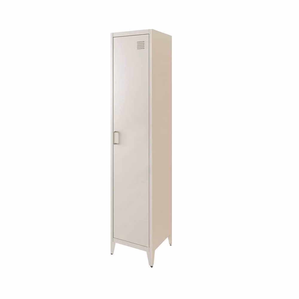 sweeek Industrial Metal Storage Cabinet in Beige with Hinged Doors and Internal Shelves, H 180 x W 38 x D 38 cm – 2