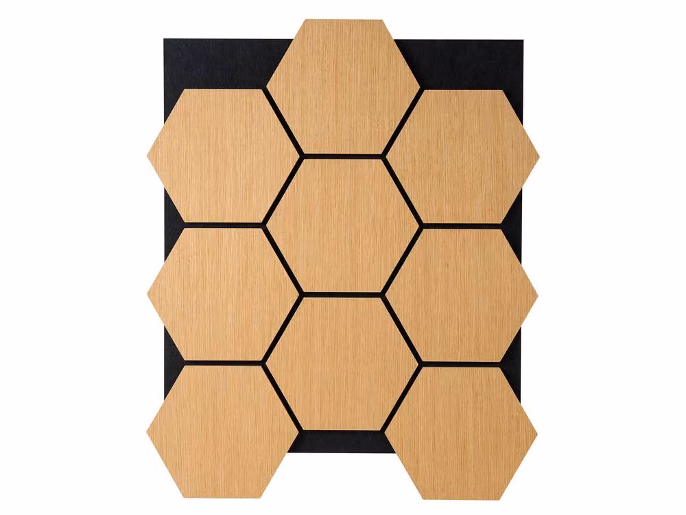 Fuse Acoustic Wooden Hexagon Wall Panel in Brown – 6