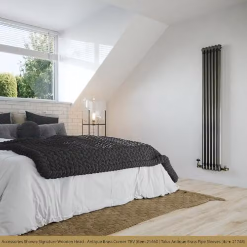 UK Radiators Alpha Raw Metal 2 Column Vertical Traditional Cast-Iron Style Radiator in Silver, H: 180 cm, W: 28.4 cm – 3