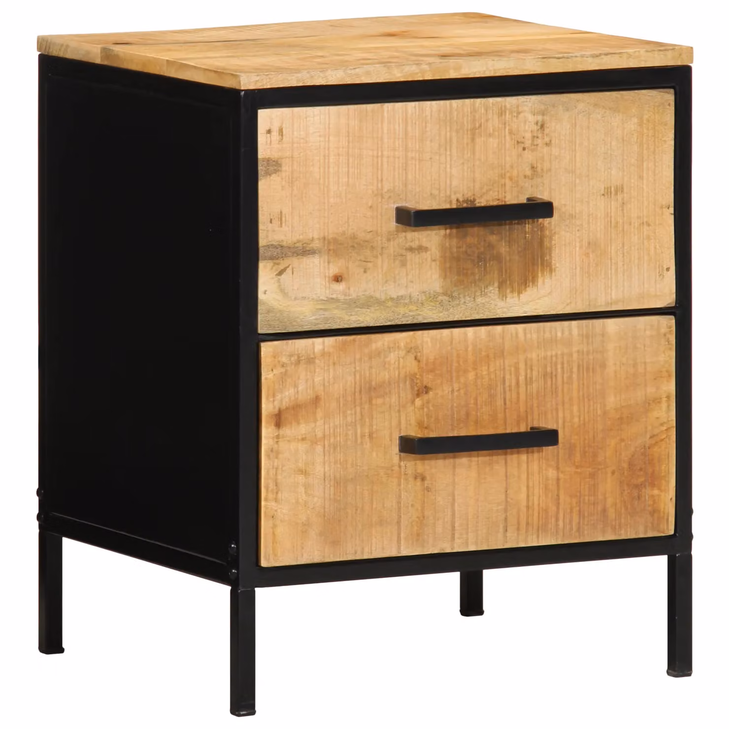 Berkfield Home Set of 2 Solid Mango Wood Bedside Cabinets in Black, W/D/H: 40 x 35 x 50 cm – 2