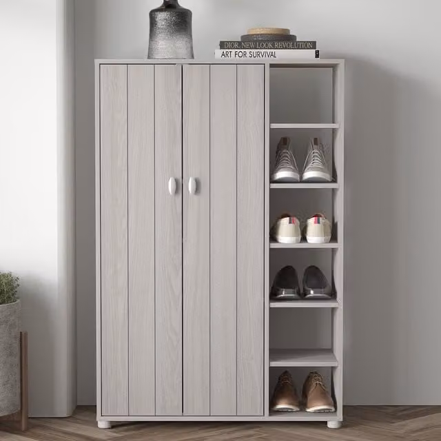 GFW Bideford Tall Shoe Cabinet in Warm Grey Oak