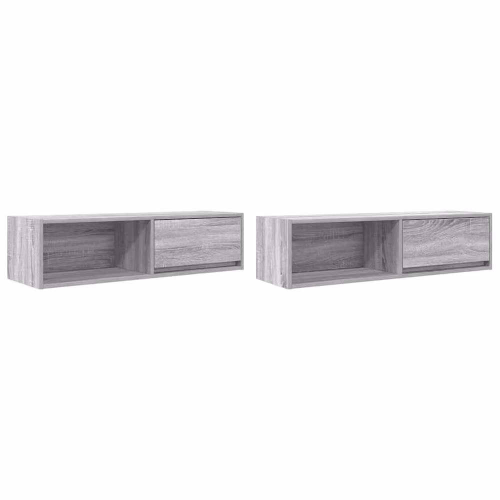 Berkfield Home Set of 2 Modern Grey Sonoma TV Cabinets in Engineered Wood, W: 100 cm, D: 31 cm, H: 25.5 cm – 2