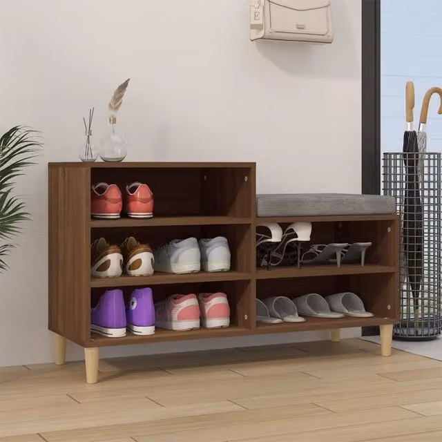 Berkfield Home Brown Oak Shoe Cabinet W/D/H: 102 x 36 x 60 cm – 1