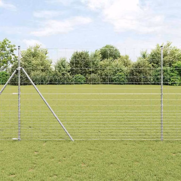 Berkfield Home Field Fence Galvanised Steel in Silver, H: 160 cm x W: 25 m