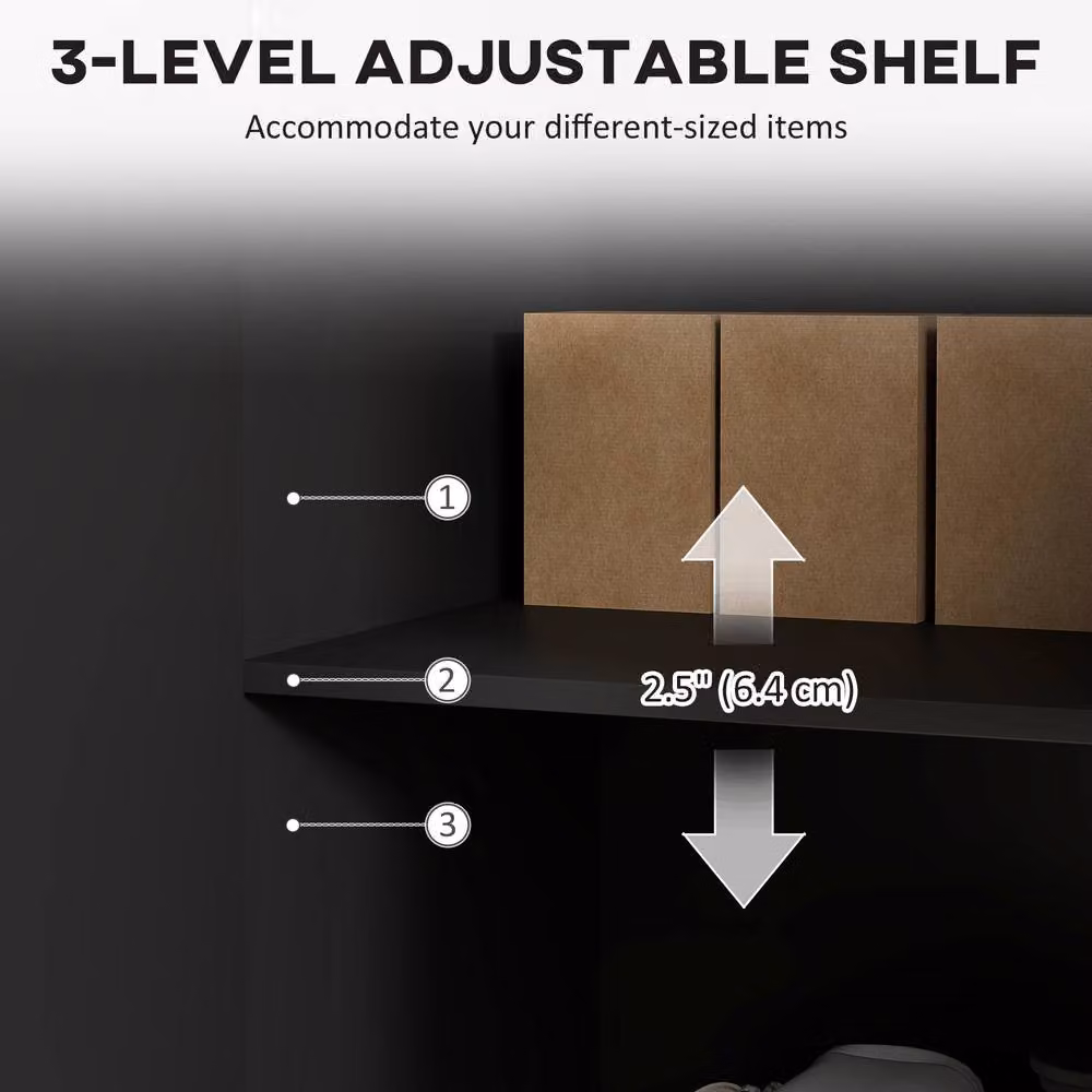 STILVORA Modern Black Sideboard with Adjustable Shelves and Metal Legs W/D/H: 120 x 40 x 90 cm – 6