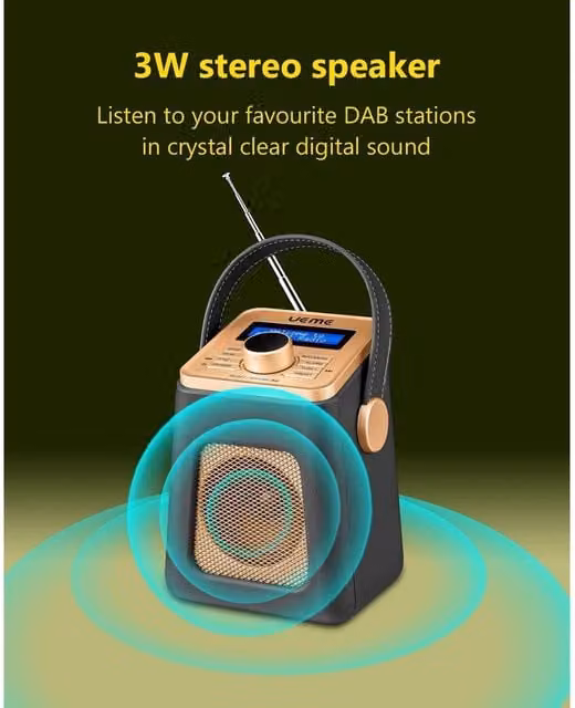 UEME Mini Rechargeable DAB+ Radio in Anthracite Grey