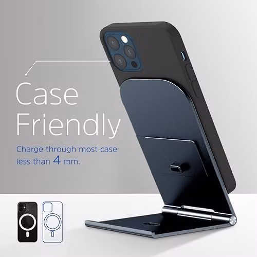 Energizer Black Aluminium Foldable 15W Qi Wireless Charging Stand with USB-C – 3