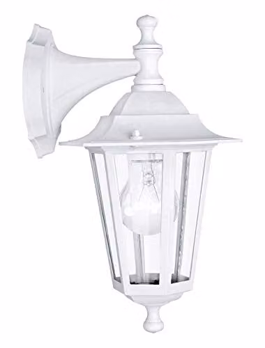 Loops IP44 White Aluminium Modern Outdoor Wall Lantern with E27 Bulb Holder – 1