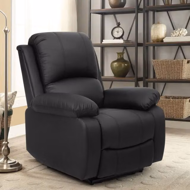 Comfy Living Ltd Black Bonded Leather Reclining Armchair – 1