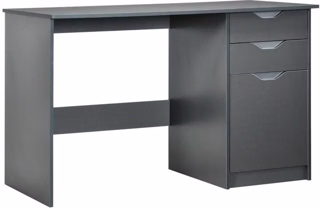 Rolipo Grey High Gloss Computer Desk with Drawer Unit, W: 120 cm, D: 60 cm