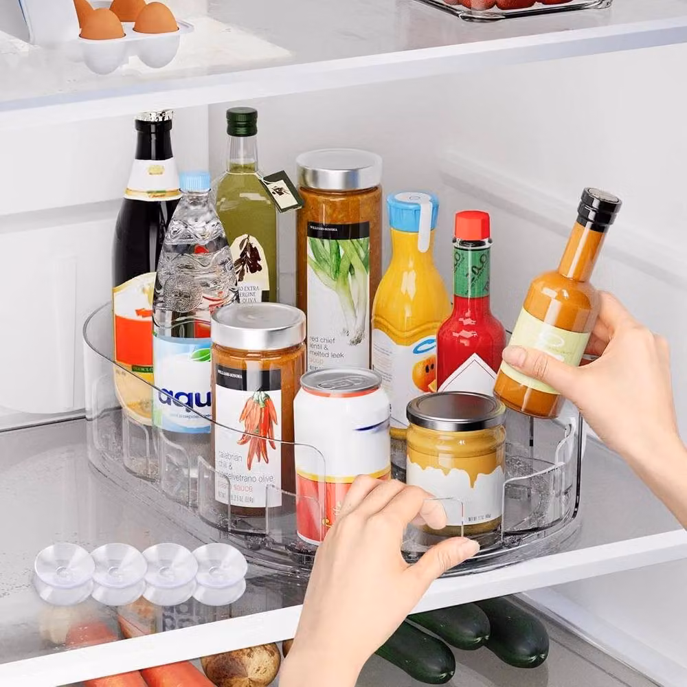 VOGREX 360 Rotating Transparent Fridge Storage Turntable Organiser – 2