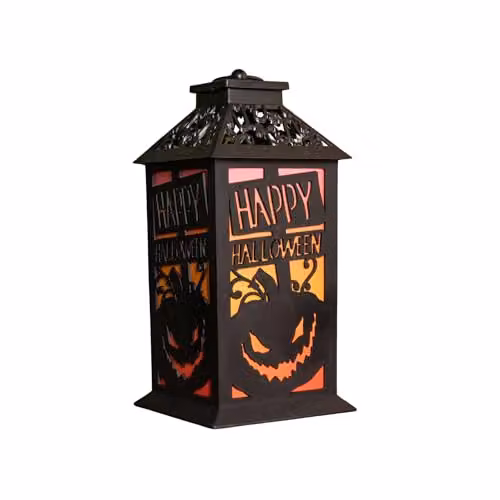Samuel Alexander Black Happy Halloween Light Up Lantern Decoration with Multi-Coloured LEDs, Height: 29 cm – 2