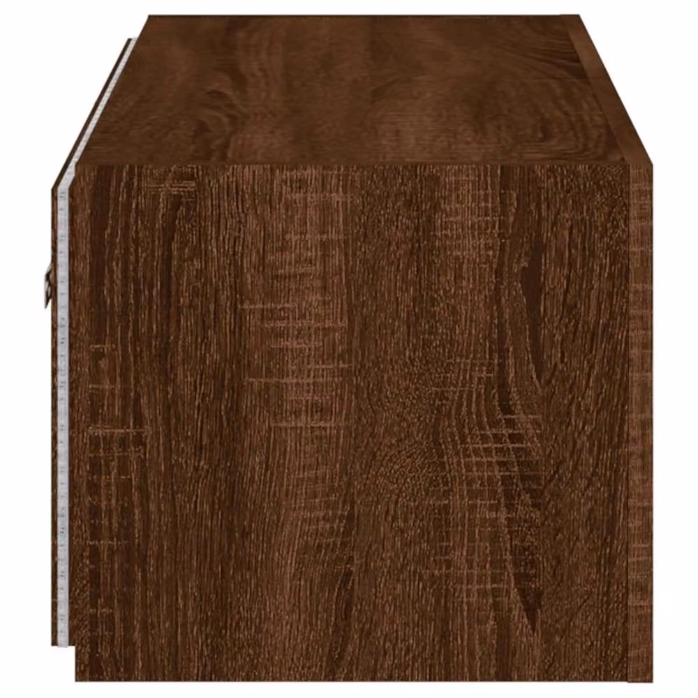 Berkfield Home Modern TV Wall Cabinet with LED Lights in Brown Oak, W/D/H: 80 x 35 x 31 cm – 7
