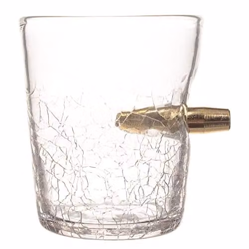 Menkind Connoisseur Creations Bullet Shot Glass with Cracked Texture Design in Transparent Glass, 300ml – 1