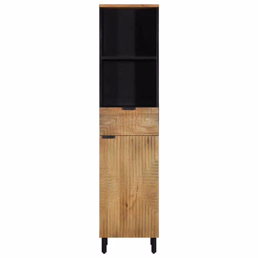 Berkfield Home Brown Mango Wood Freestanding Bathroom Cabinet with Hinged Doors and Internal Shelves, W/D/H: 38 x 33 x 160 cm – 2
