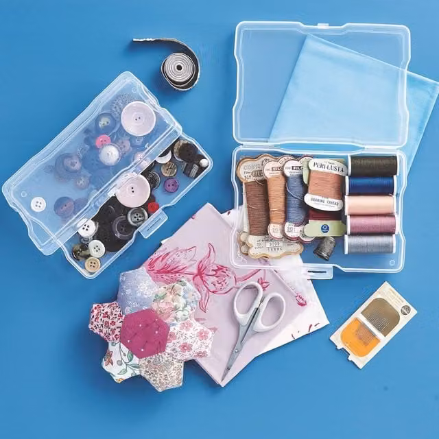 Transparent Plastic Photo Storage Boxes with Lid, White, W/D/H: 19.0 x 14.0 x 6.0 cm