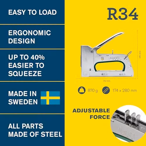 Rapid Pro R34 Heavy Duty Manual Staple Gun, Silver Steel – 2