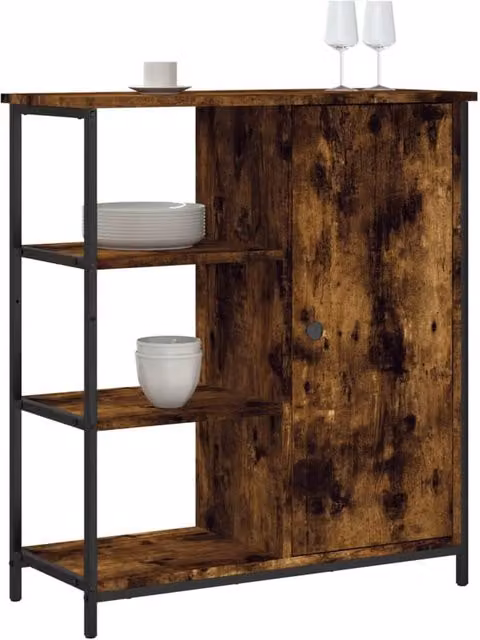 Berkfield Home Smoked Oak Sideboard in Brown, W/D/H: 70 x 30 x 80 cm