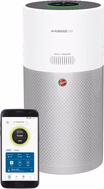 Hoover 500 Air Purifier with H-TRIFILTER, Diffuser and App Control, White