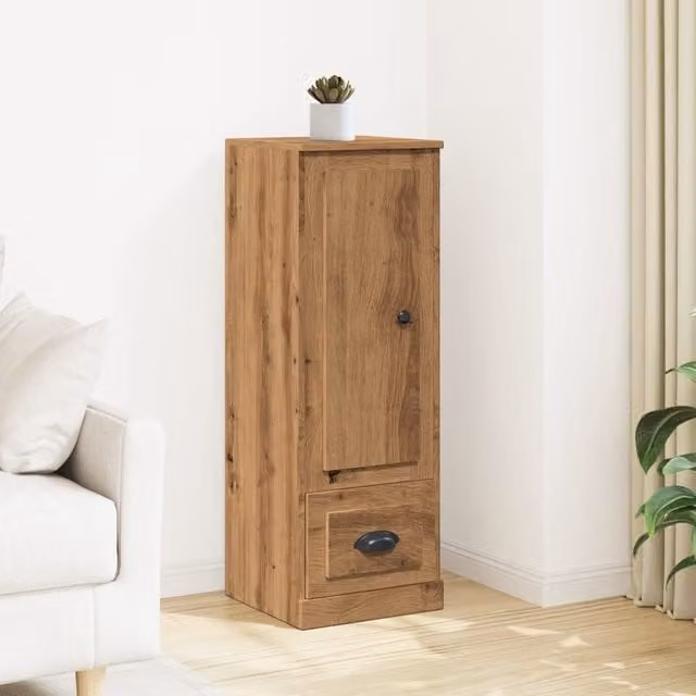 Berkfield Home Artisan Oak Highboard in Brown, W/D/H: 36 x 35.5 x 103.5 cm