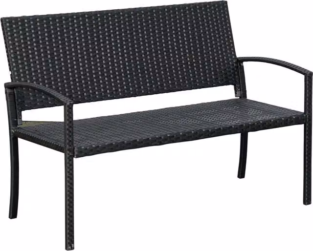 Outsunny 2-Seater Rattan Loveseat in Black