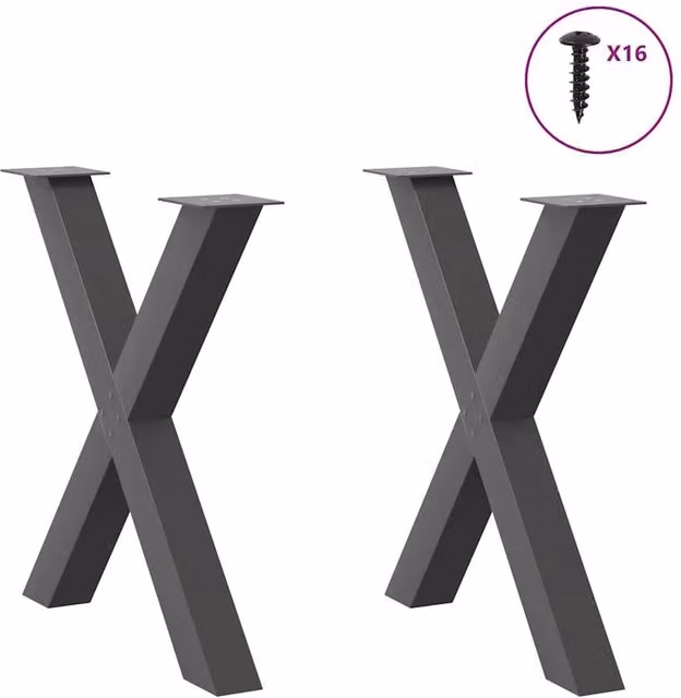Berkfield Home Modern X-Shaped Dining Table Legs, 2 Piece Set, Anthracite Grey Powder-Coated Steel, H: 72.5 cm x W: 80 cm – 1