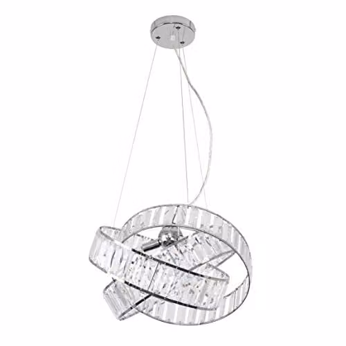 MiniSun Modern 3 Way Chrome and Transparent Acrylic Intertwined Ring Design LED Pendant Ceiling Light