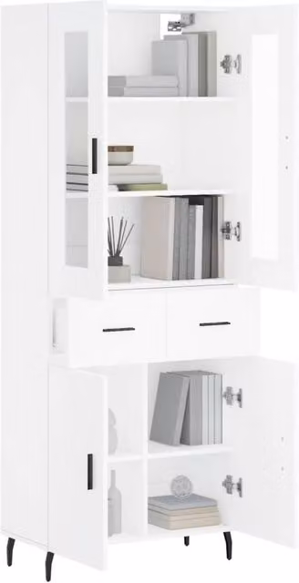 Berkfield Home White Modern Highboard W/D/H: 69.5 x 34 x 180 cm