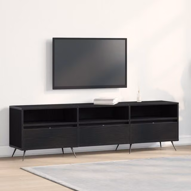 Berkfield Home Modern Matt Black TV Cabinet W/D/H: 150 x 30 x 44.5 cm – 1