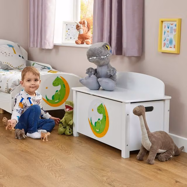 Liberty House Toys White Dinosaur Kids Toy Box