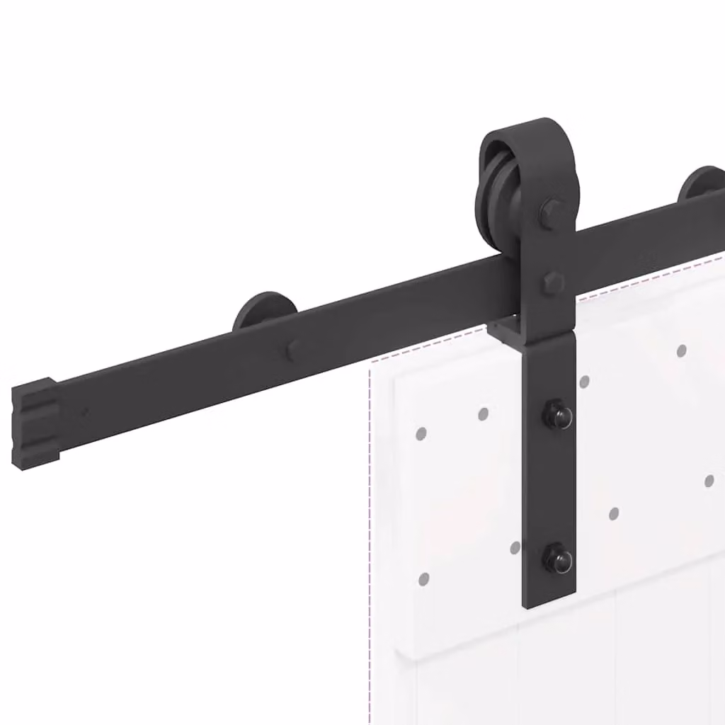 Berkfield Home Sliding Door Hardware Kit, Matt Black Steel, 183 cm – 2