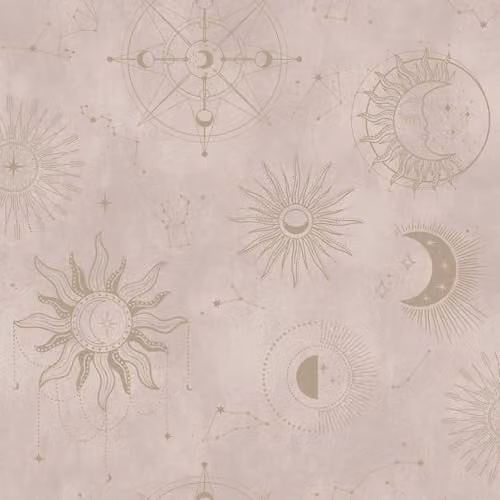 Holden Decor Cosmic Night Sky Celestial Themed Wallpaper in Pink and Gold for Children's Bedrooms and Nurseries