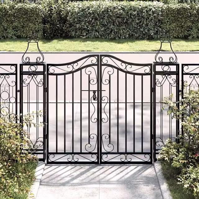Berkfield Home Black Wrought Iron Swing Garden Gate, W/D/H: 121 x 8 x 100 cm – 1