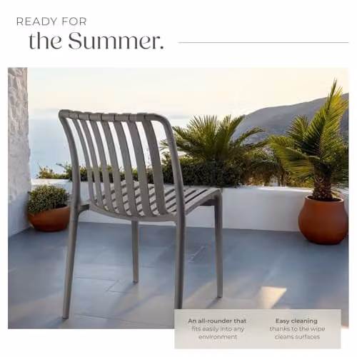 tectake Set of 6 Modern Slatted Garden Chairs in Anthracite Plastic – 4