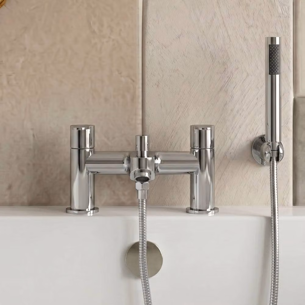 Balterley Modern Round Deck Mounted Bath Shower Mixer Tap, Chrome/Silver – 2
