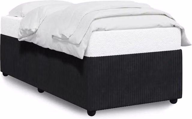 Berkfield Home Single Upholstered Velvet Bed Frame in Black, W: 90 cm, L: 200 cm