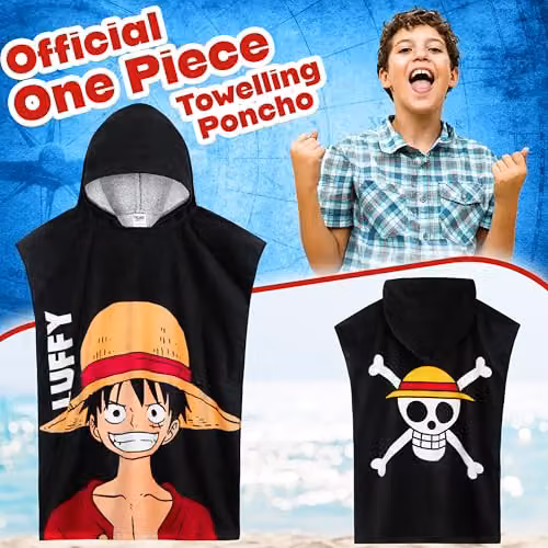 Get Trend One Piece Hooded Cotton Towel Poncho for Kids and Teens, Black – 2