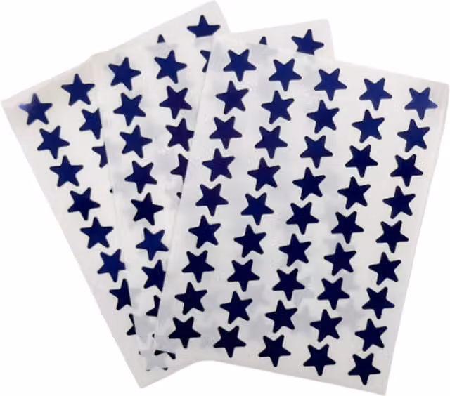 Janrax Pack of 810 Blue Self-Adhesive Plastic Foil Stars, 15mm