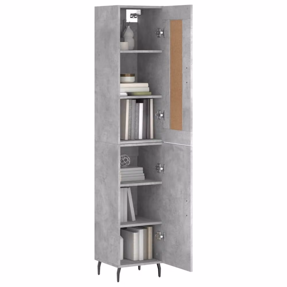 Berkfield Home Highboard in Concrete Grey, Industrial Style with Hinged Doors and Internal Shelves, W/D/H: 34.5 x 34 x 180 cm – 2