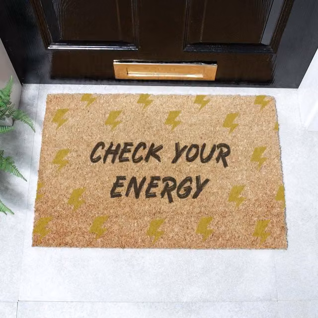 Artsy Mats Check Your Energy Doormat in Brown, W/D: 60 x 40 cm – 1