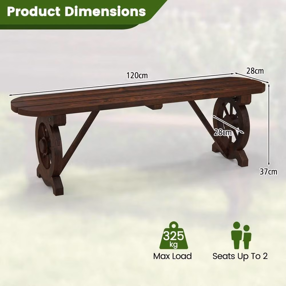 SPETLEK Rustic Brown Wood Garden Bench W/H: 50 x 100 cm – 2