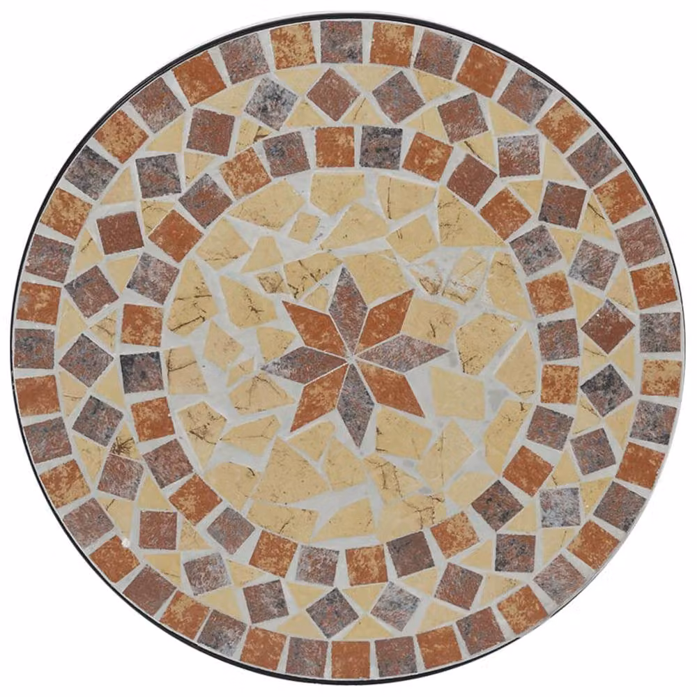 Berkfield Home Mosaic Bistro Set in Orange and White with Terracotta Ceramic and Metal – 3