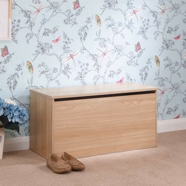 GFW Panama Ottoman Storage Box in Oak Brown